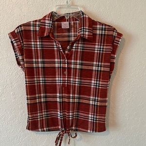 EUC No Boundaries plaid tie shirt XS